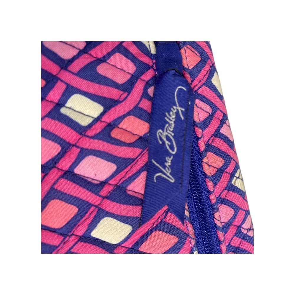 Vera Bradley‎ Wallet Clutch Zip Pocket Pink Blue Diamond Pattern ID Window - Picture 6 of 6